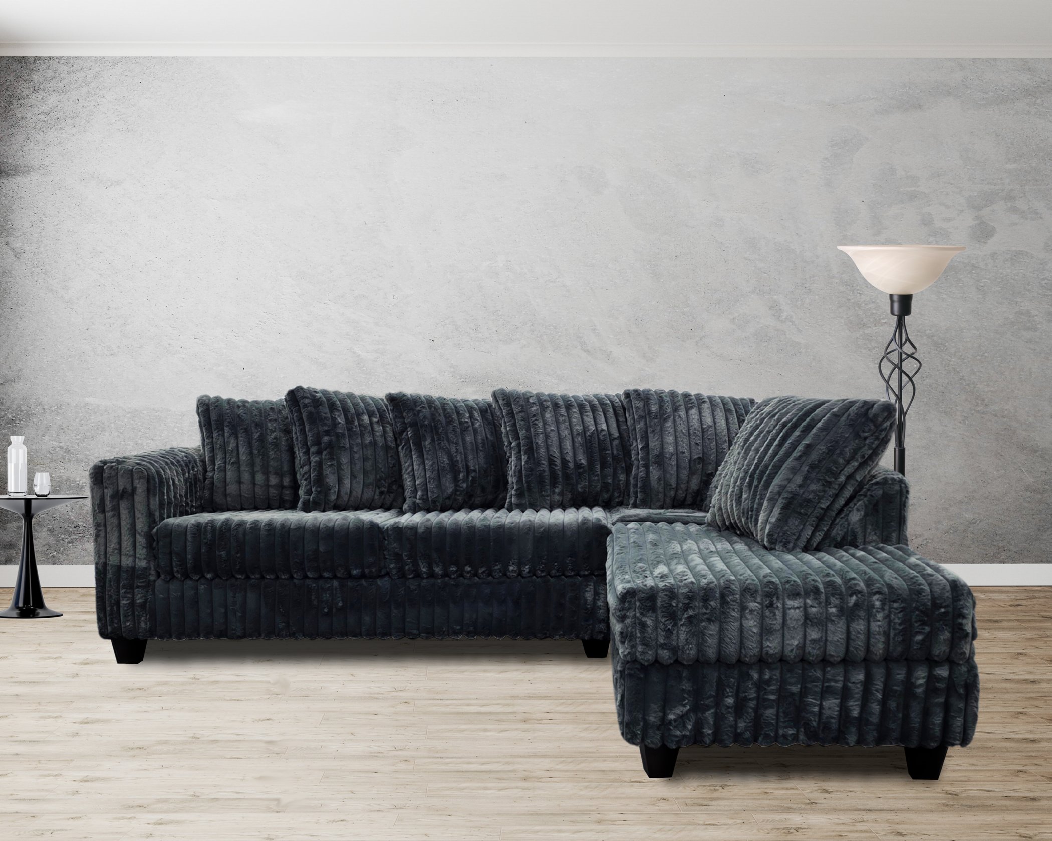 300 Hugo Corduroy Sectional Grey