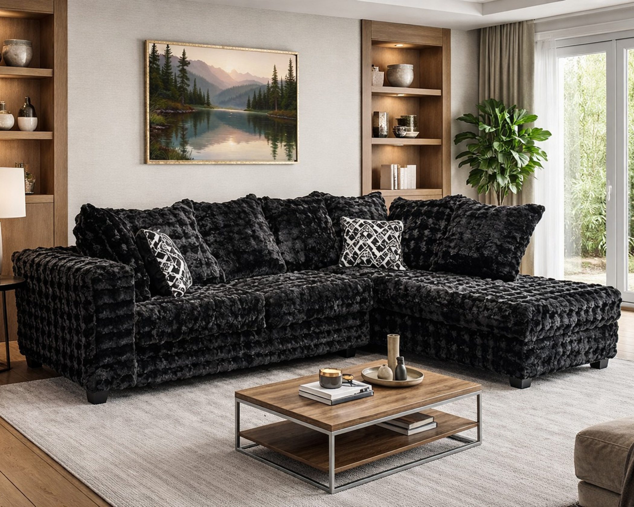 Bubbles Black Upscale Sectional