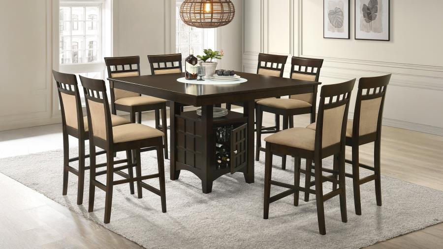 (image for) Gabriel 9-Piece Upholstered-Back Counter Height Dining Set Cappuccino