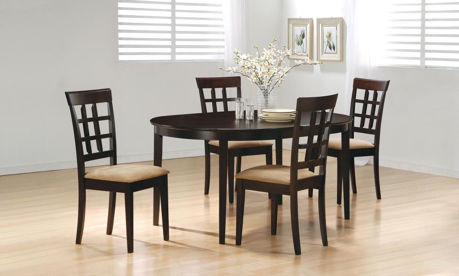 (image for) Gabriel 5-Piece Lattice-Back Oval Extension Dining Set Cappuccino