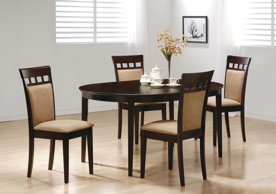 (image for) Gabriel 5-Piece Upholstered-Back Oval Extension Dining Set Cappuccino