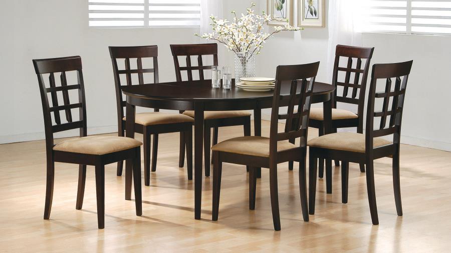 (image for) Gabriel 7-Piece Lattice-Back Oval Extension Dining Set Cappuccino