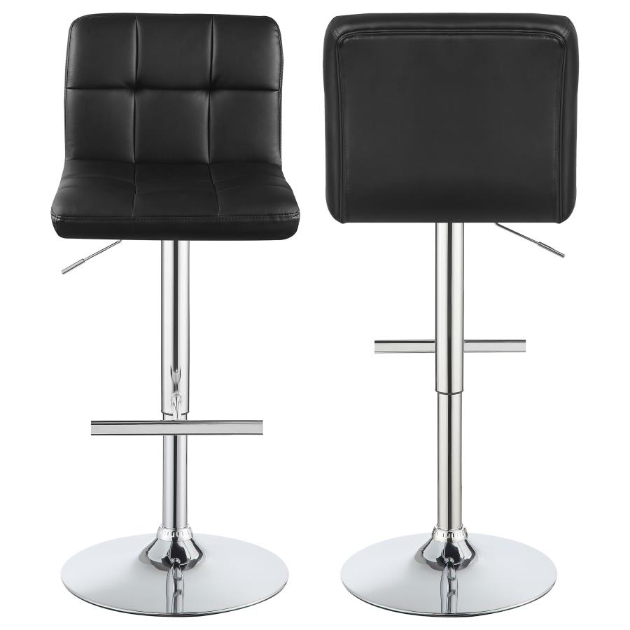 (image for) Lenny Tufted Adjustable Leatherette Bar Stool Black (Set of 2)