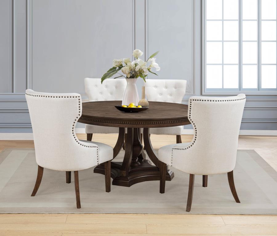 (image for) Ridgewell 5-piece Round Pedestal Dining Set Dark Oak