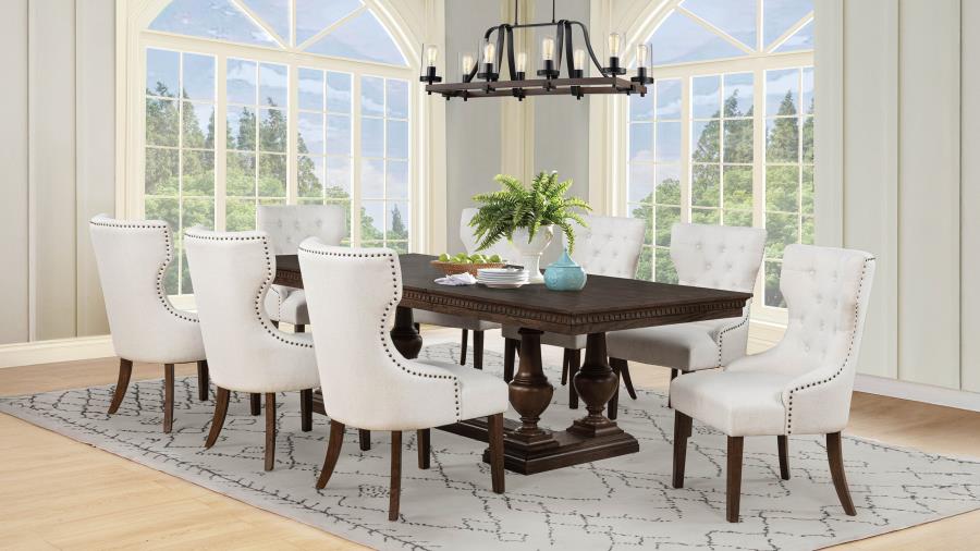 (image for) Ridgewell 9-piece Rectangular Trestle Dining Set Dark Oak