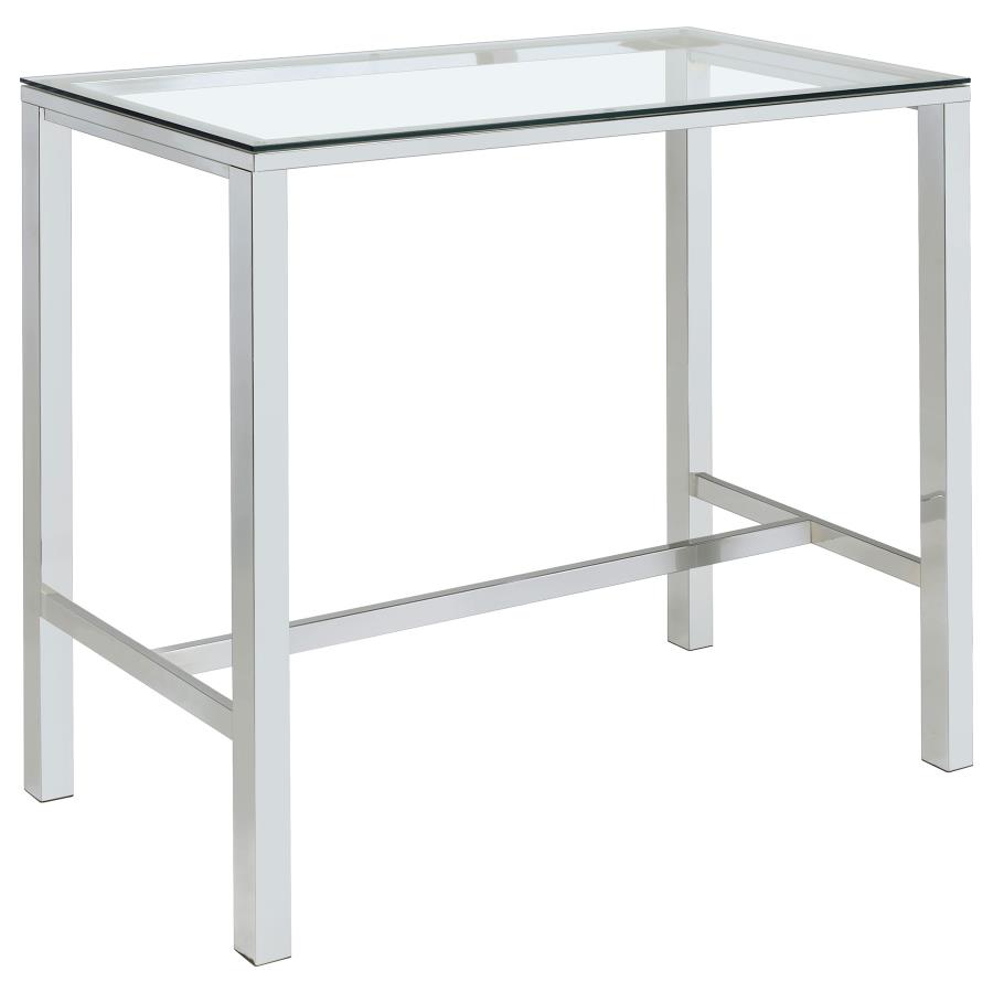 (image for) Tolbert 47-inch Rectangular Tempered Glass Top Bar Table Chrome