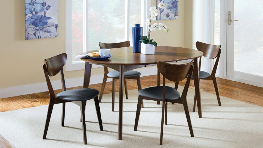 (image for) Jedda 5-piece Oval Dining Table Set Dark Walnut
