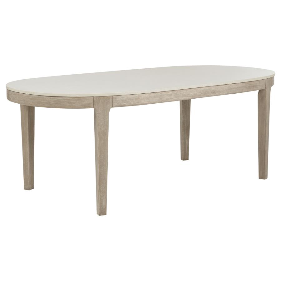 (image for) Lucaire 84-inch Cultured Marble Top Dining Table Honed Cream