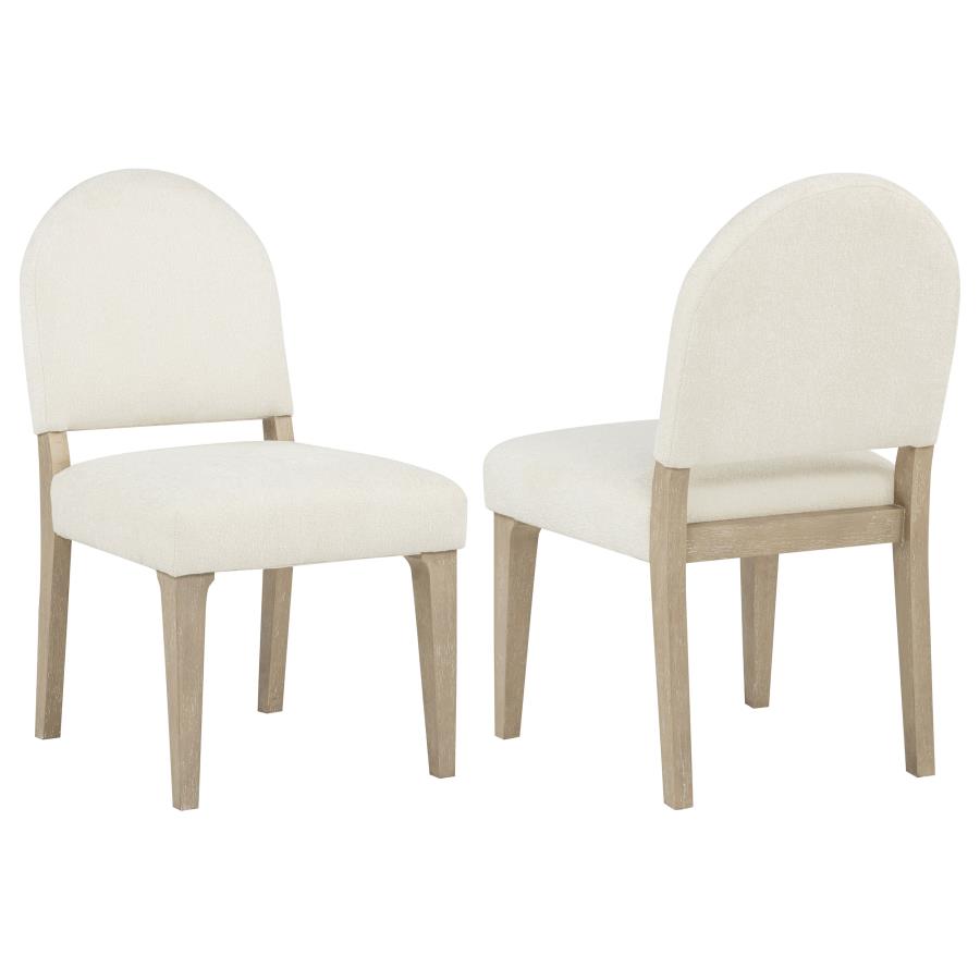 (image for) Lucaire Curved High Back Upholstered Dining Chair Cream (Set of 2)