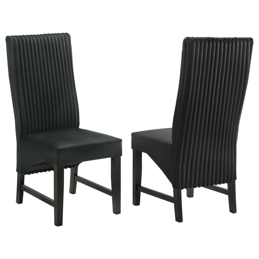 (image for) Barrand Channel-Back Upholstered Dining Side Chair Black Set of 2