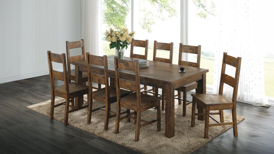 (image for) Coleman 9-piece Rectangular Dining Set Rustic Golden Brown