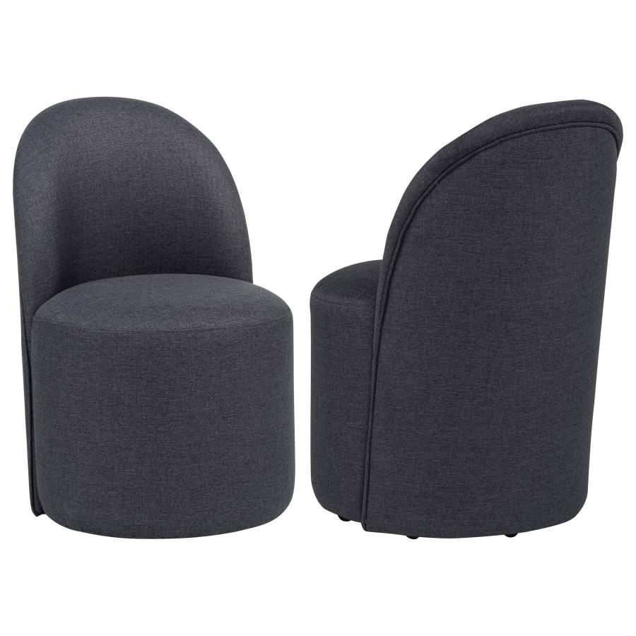(image for) Aubrey Upholstered Barrel Dining Side Chair Charcoal (Set of 2)