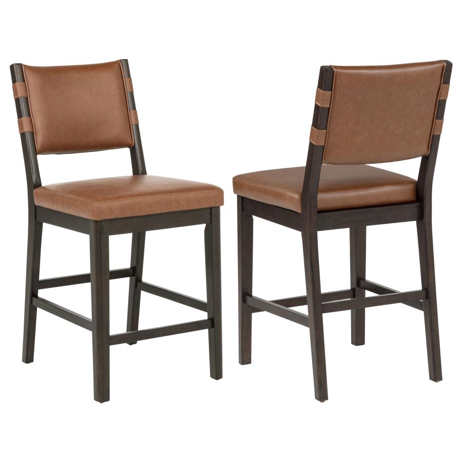 (image for) Tegan Faux Leather Upholstered Counter Height Chair Cognac (Set of 2)