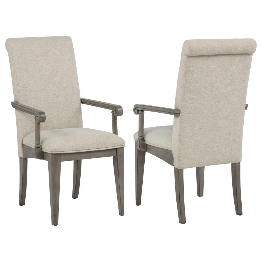 (image for) Cresswell Upholstered Dining Arm Chair Tan (Set of 2)