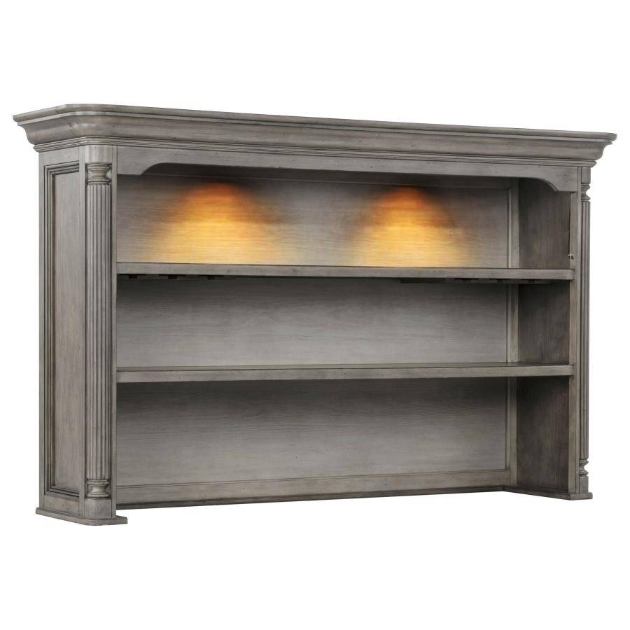 (image for) Cresswell 2-tier Touch Light Hutch Display Cabinet Weathered Taupe