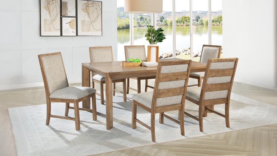 (image for) Bruner 7-piece 72-inch Rectangular Dining Set Natural Brown