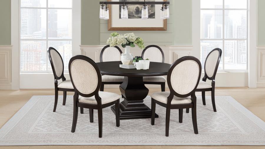 (image for) Twyla 7-piece Round Wood Dining Room Table Set Dark Cocoa