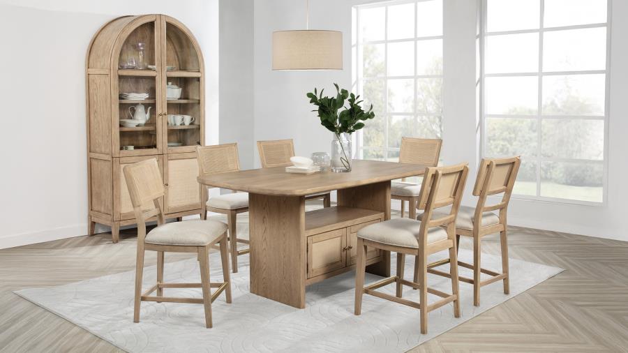 (image for) Kailani 8-piece Counter Dining Set with Cabinet Beige Oak