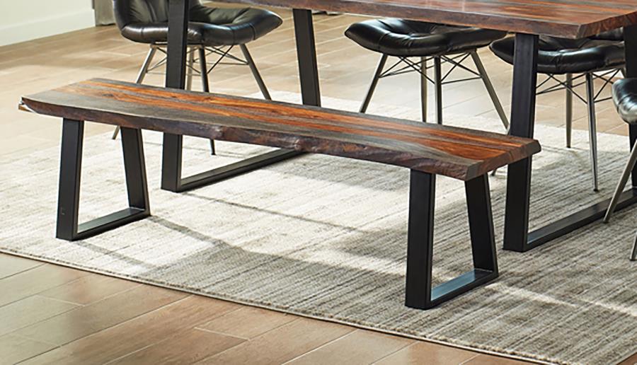 (image for) Ditman Live Edge Wood Dining Bench Grey Sheesham