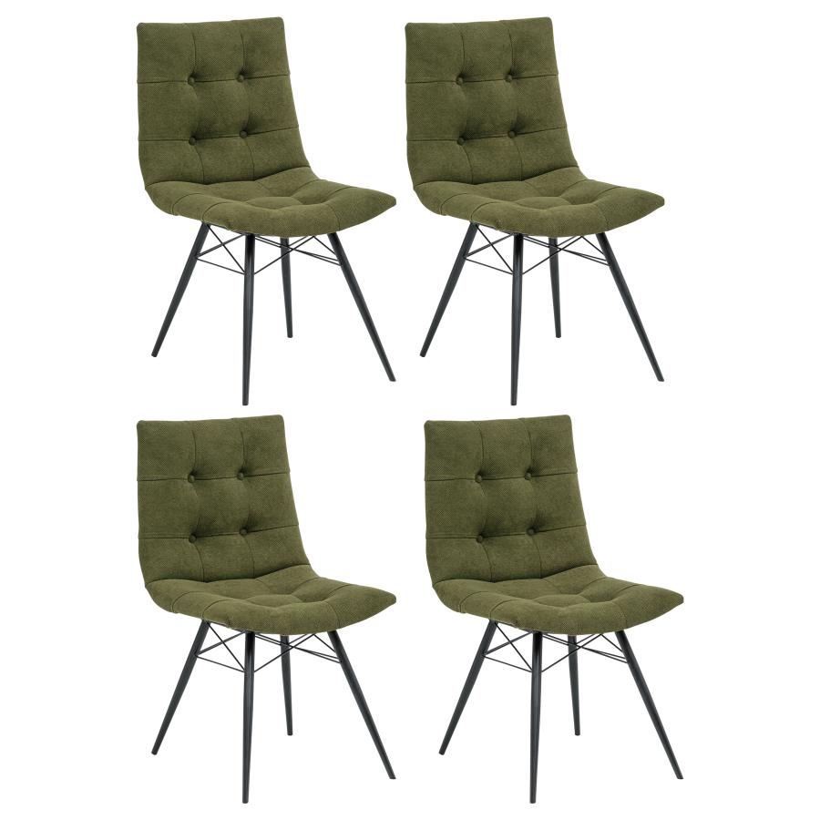 (image for) Aiken Fabric Upholstered Dining Side Chair Saddle Forest Green (Set of 4)