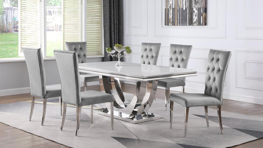 (image for) Kerwin 7-piece Rectangular Dining Table Set Grey and Chrome