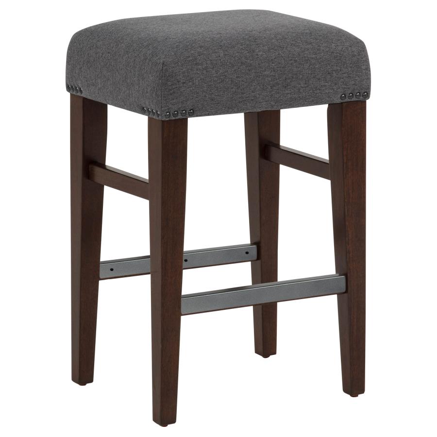 (image for) Naser Upholstered Counter Stool Grey and Dark Walnut (Set of 2)