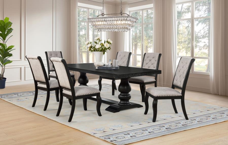 (image for) Phelps 7-piece Rectangular Dining Table Set Distressed Noir