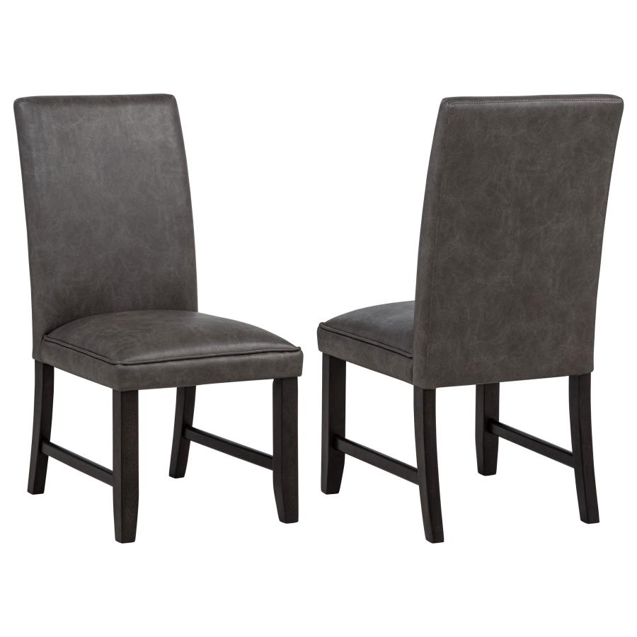 (image for) Averill Faux Leatherette Upholstered Dining Side Chair Dark Grey (Set of 2)