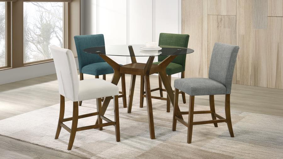 (image for) Paxton 5-piece Round Glass Top Counter Height Dining Set Beige