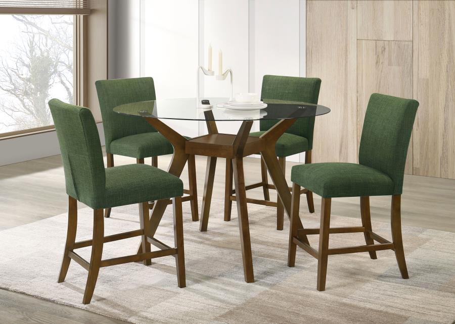 (image for) Paxton 5-piece Round Glass Top Counter Height Dining Set Green
