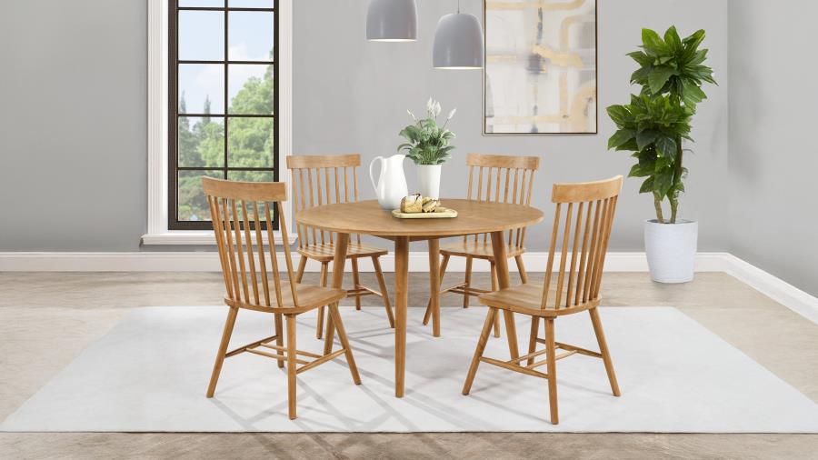 (image for) Andrews 5-piece Round Wood Dining Room Table Set Light Ash