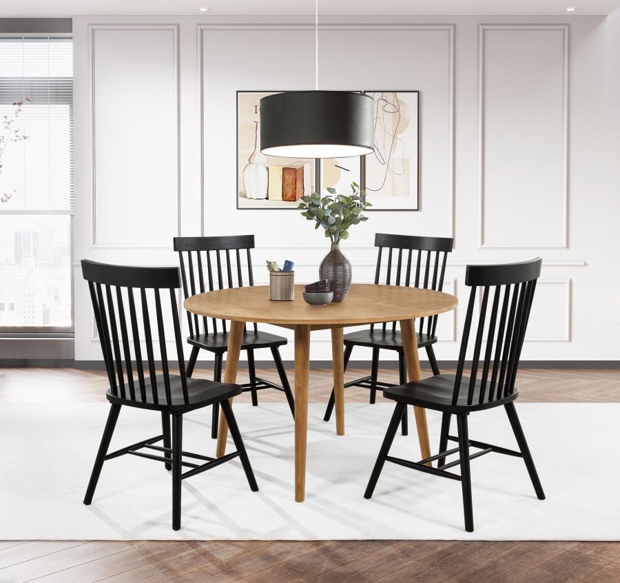 (image for) Andrews 5-piece Round Dining Table Set Light Ash and Black