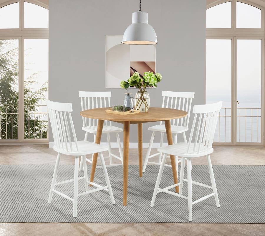 (image for) Andrews 5-piece Round Counter Dining Set Light Ash and White