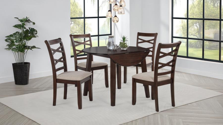 (image for) Barton 5-piece Round Wood Dining Table Set Dark Brown