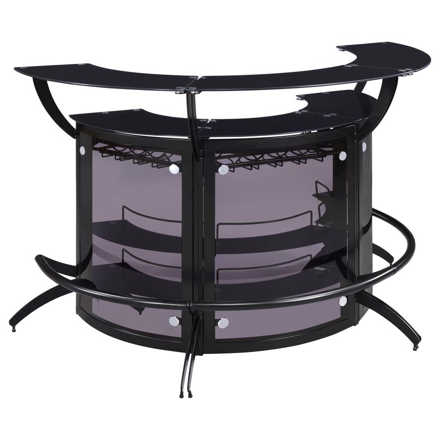 (image for) Dallas 3-piece Curved Freestanding Home Bar Set with Storage Black