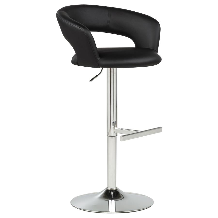 (image for) Travia Adjustable Leatherette Swivel Bar Stool Black and Chrome