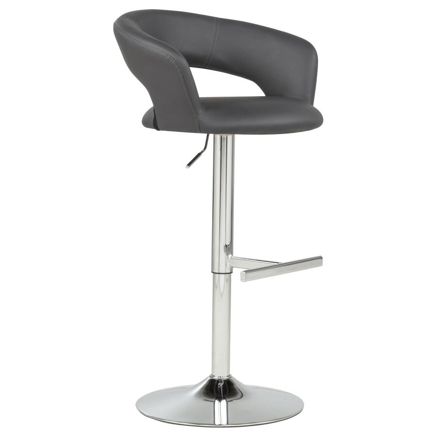 (image for) Travia Adjustable Leatherette Swivel Bar Stool Grey and Chrome