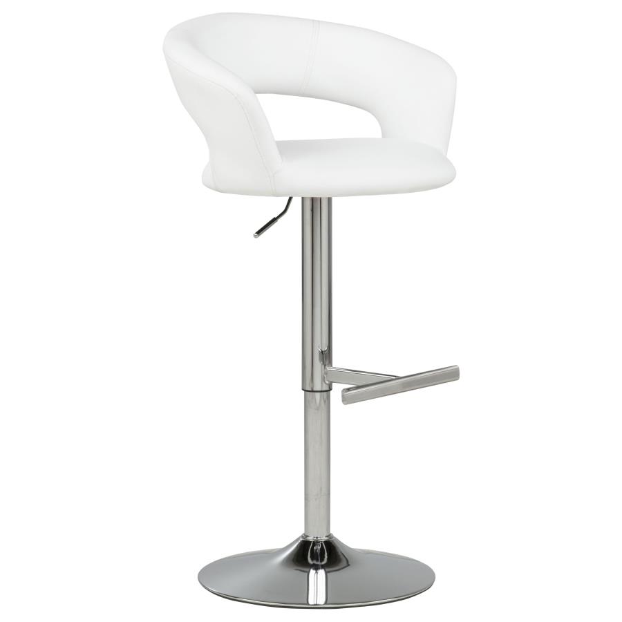 (image for) Travia Adjustable Leatherette Swivel Bar Stool White and Chrome
