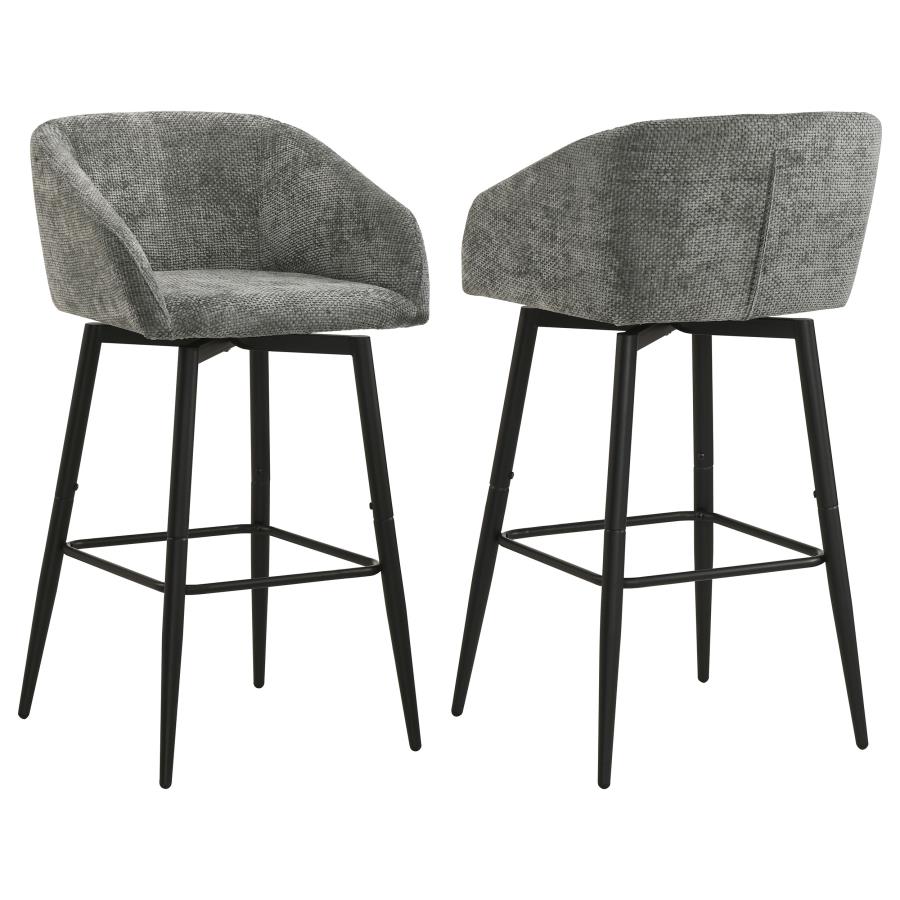 (image for) Rainer Fabric Upholstered Swivel Bar Chair Charcoal (Set of 2)