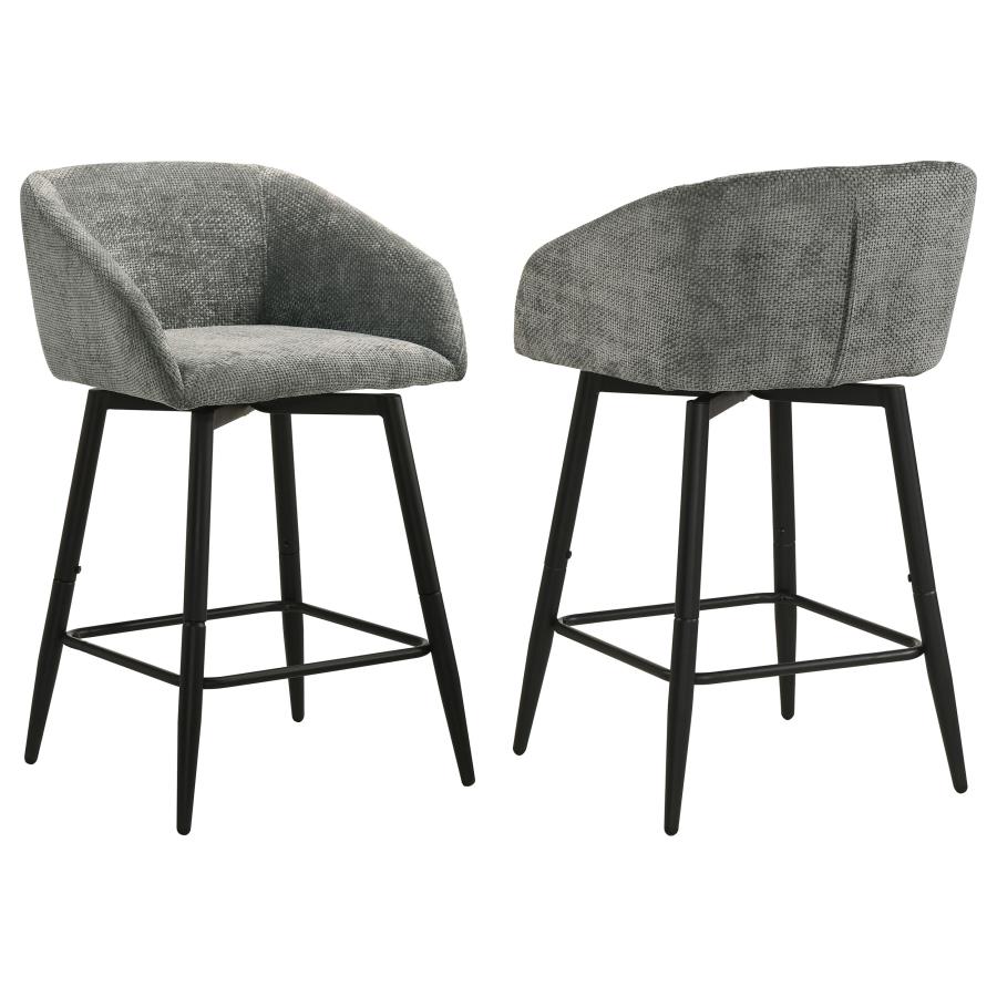 (image for) Rainer Fabric Upholstered Swivel Counter Height Chair Charcoal (Set of 2)