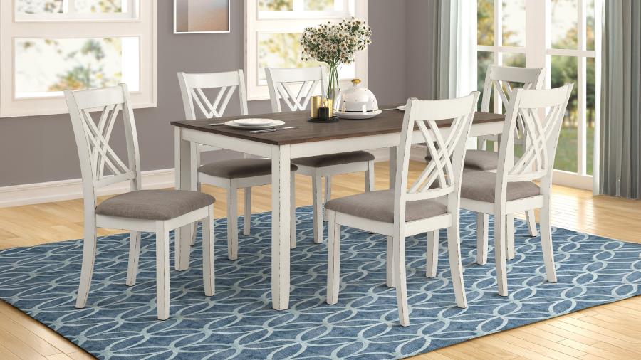 (image for) Fortress 7-piece Rectangular Dining Set Vintage Vanilla