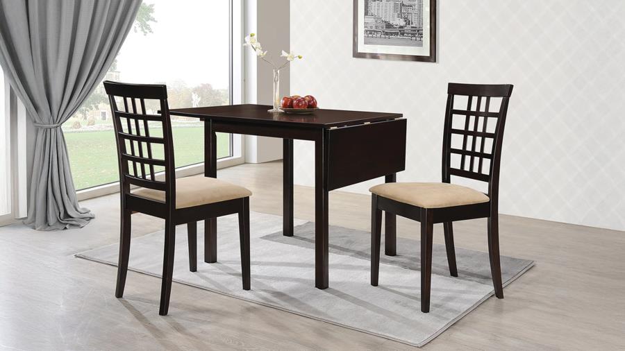 (image for) Kelso 3-piece Drop Leaf Dining Table Set Cappuccino and Tan