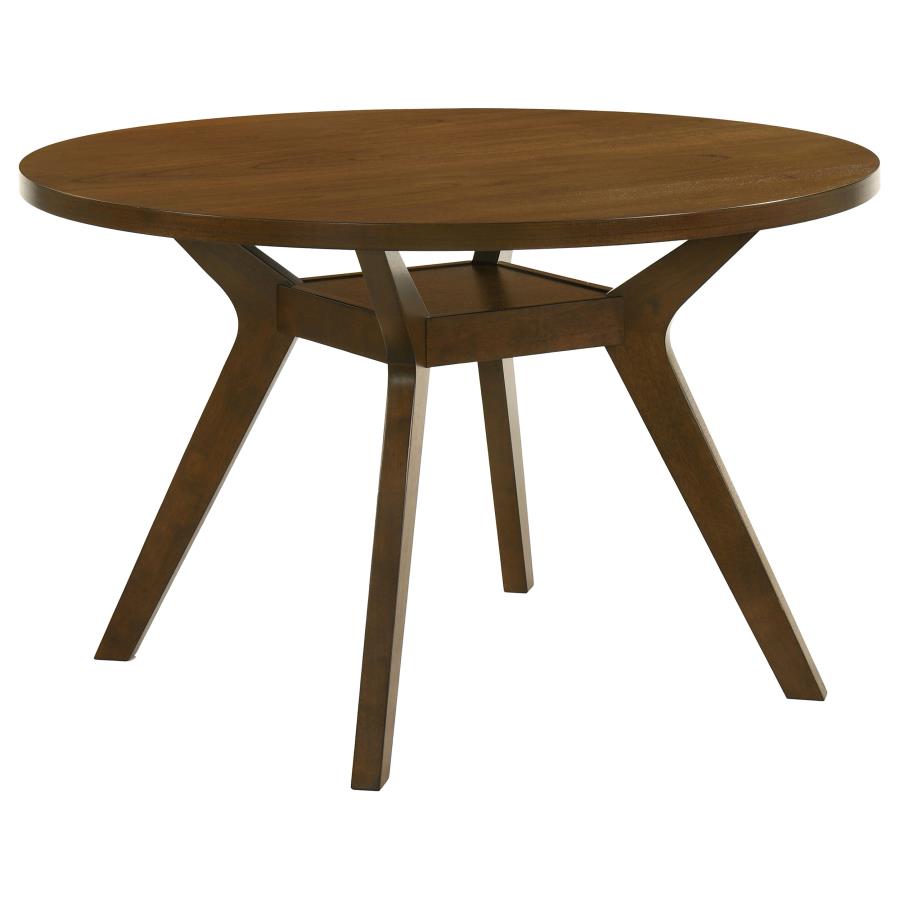 (image for) Mueller 48-inch Round Mindi Veneer Dining Table Brown