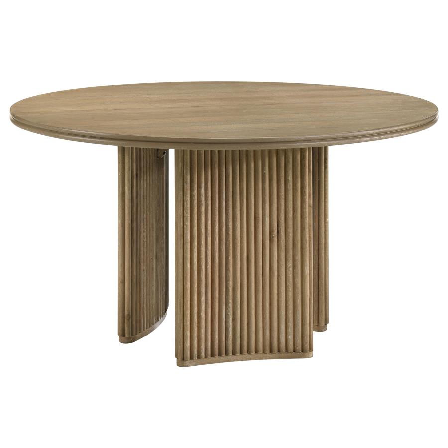 (image for) Adina 53-inch Round Wood Dining Table Distressed Light Brown
