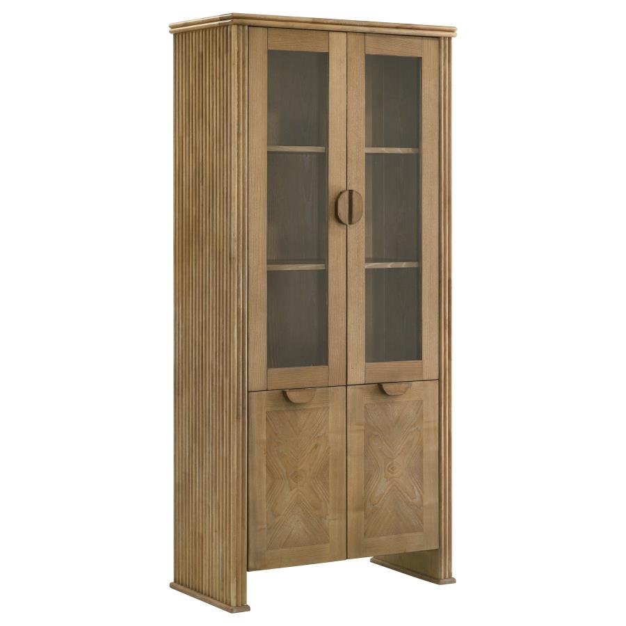 (image for) Adina 77-inch Tall Display Cabinet Distressed Light Brown