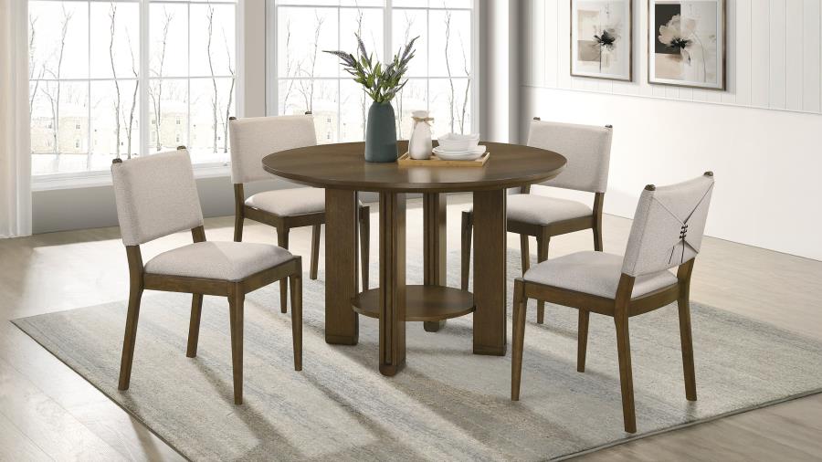 (image for) Ottowa 5-piece Round Wood Dining Room Table Set Brown
