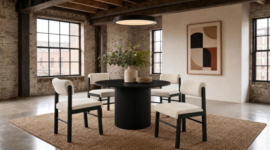 (image for) Hamlyn 5-piece Round Wood Dining Set Cream and Black