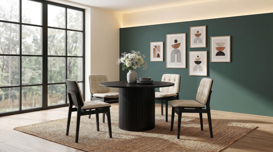(image for) Hamlyn 5-piece Round Wood Dining Set Cream and Black