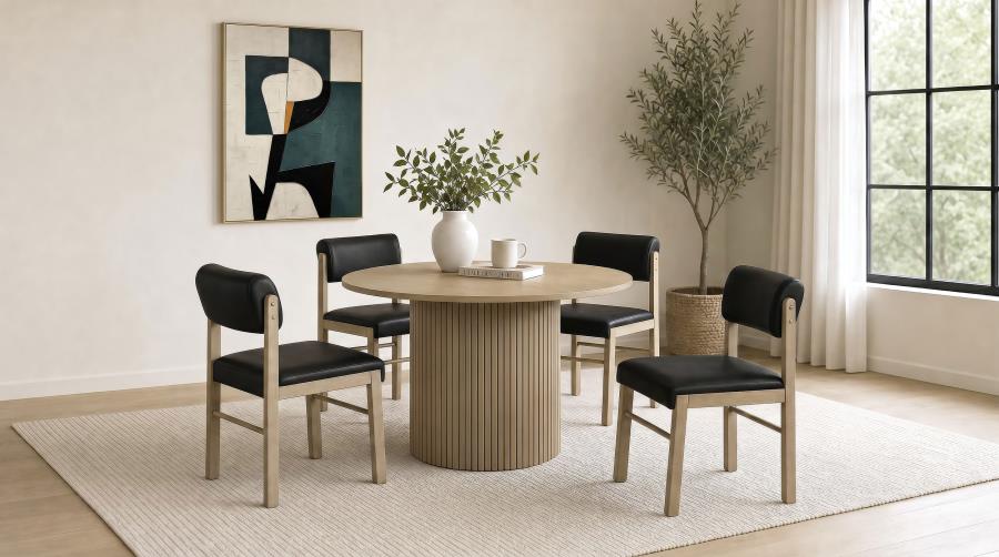 (image for) Hamlyn 5-piece Round Wood Dining Set Black and Natural Oak