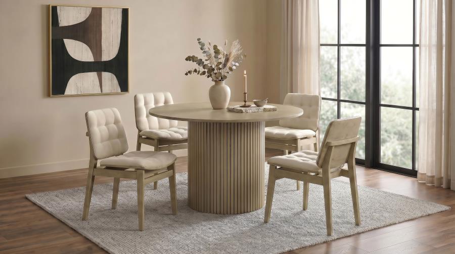(image for) Hamlyn 5-piece Round Wood Dining Set Cream and Natural Oak